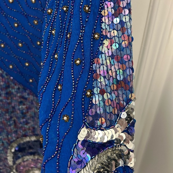 Vintage 1980s Silk and Sequin Dress, Sz M - Picture 4 of 12